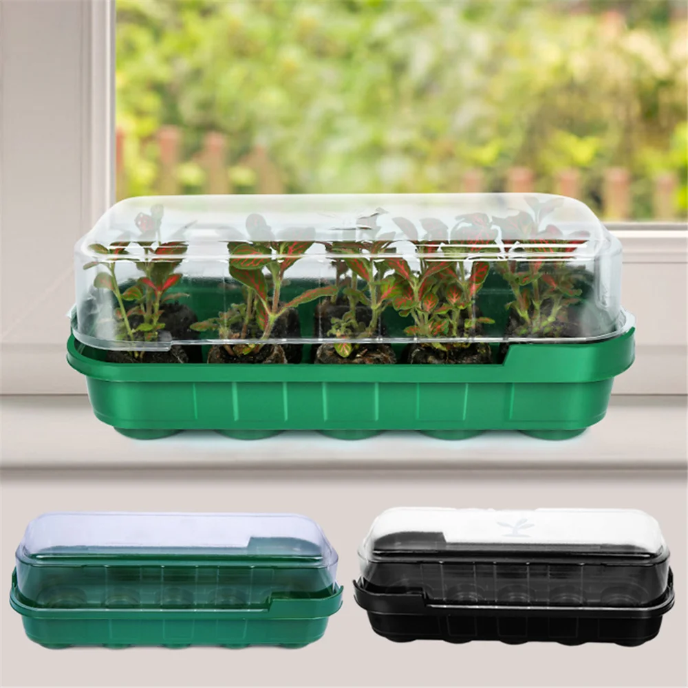 

10 Holes Nursery Pots Planting Seed Tray With Transparent Cover Reusable Seed Planting Greenhouse Grow Box Seedling Starter