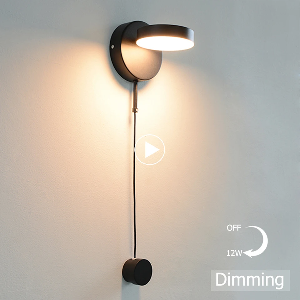  LED wall lamp 0-12W dimmable with knob switch wall lamps Nordic modern LED wall lamp adjustable bed - 33050063418