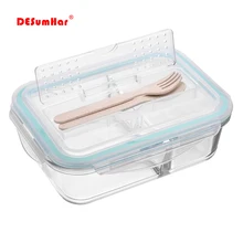 Корейский стиль Ланч-бокс стеклянный микроволновый Bento box Коробка для хранения еды школьные контейнеры для еды с отделениями для детей