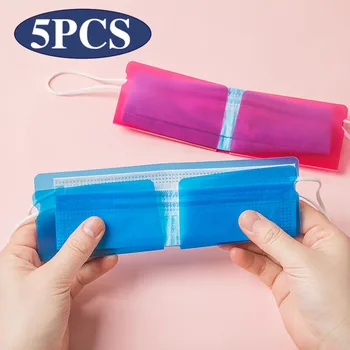 

5pcs 2020 Clip Portable face dust mask storage Plastic Mini Foldable Holder Container Candy Colorful Storage Case Dustproof