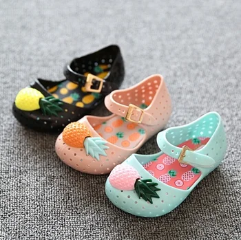 

Pineapple Fruit Girl Sandals Mini Furadinha VII Hole Jelly Shoes Closed Toe Summer Children's Shoes