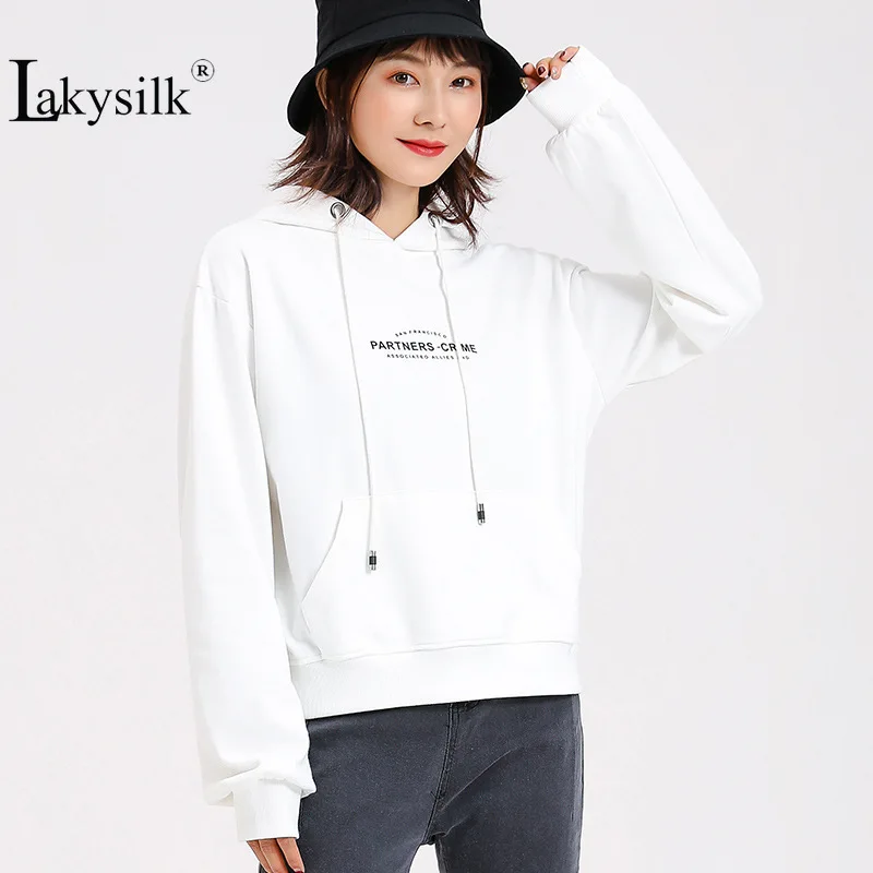 

Hoodies Women New Brand Female Long Sleeve Solid Color Hooded Sweatshirt Hoodies Tracksuit Sweat Coat Casual Sportswear White