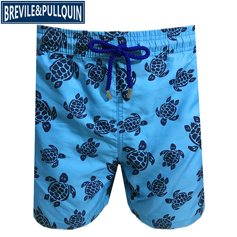J Большой бренд Brevile pullquin пляжные шорты мужские Черепашки купальники полярный медведь Фламинго полиэстер эластичные шорты быстросохнущие - Цвет: J