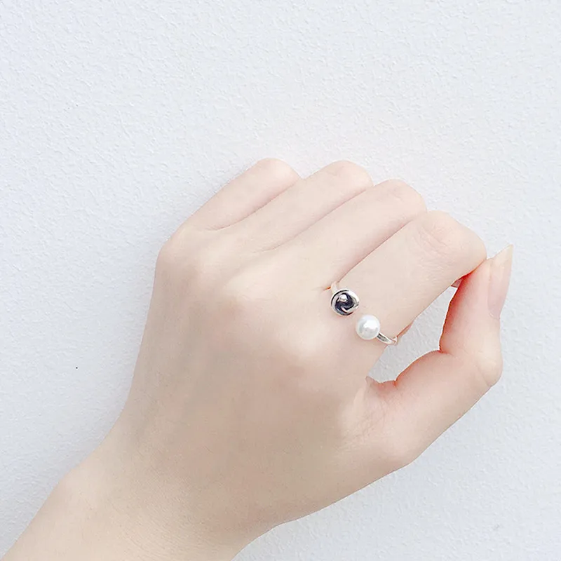 DreamySky Bijoux Simple Style 925 Sterling Silver Bowknot Bow Rings For Women Gifts Large Adjustable Finger Rings