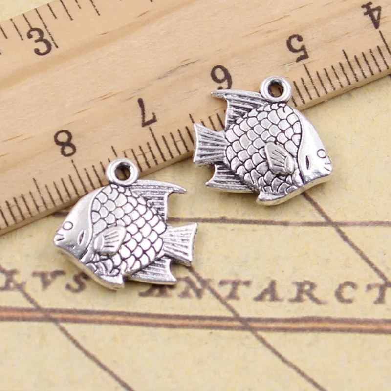 15pcs Charms Fish Goldfish 16x17mm Tibetan Silver Color Pendants