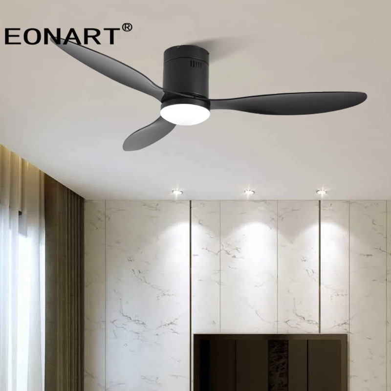 52 Inch Decorative DC Ceiling Fan With Remote Control Without Light Black ABS Ceiling Fans with light 220v Ventilador De Techo