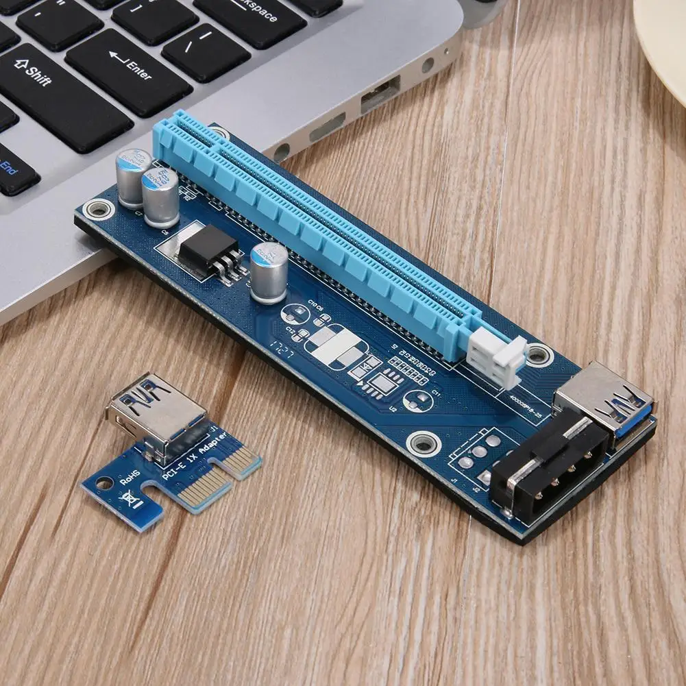 PCI E 1X к 16X адаптер расширителя переходника + кабель USB 3 0 15Pin SATA 4Pin IDE шнур
