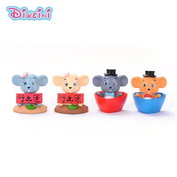 

4pcs Lucky Mouse Model rat in cup animal Miniature Figurine Pretend play Kitchen Toy Doll House DIY Accessories gift Baby Gift