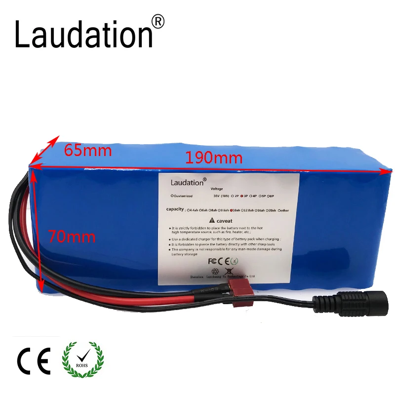 Laudation 36V 10ah 500W высокая мощность и емкость 42V 9.6ah 18650 литий ионная батарея мотоцикл