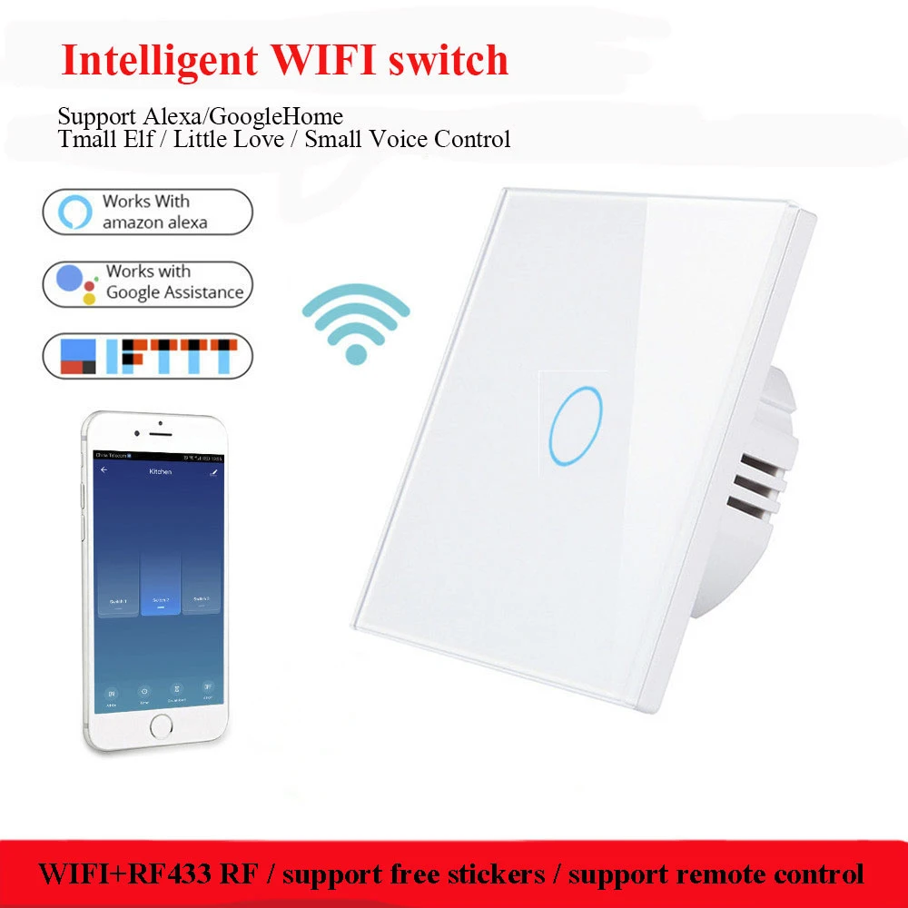 Us 13 29 30 Off Tuya Wifi Smart Switch No Neutral Wire Required Rf 433 Remote Control Wall Touch Light Timer Switch Work With Alexa Google