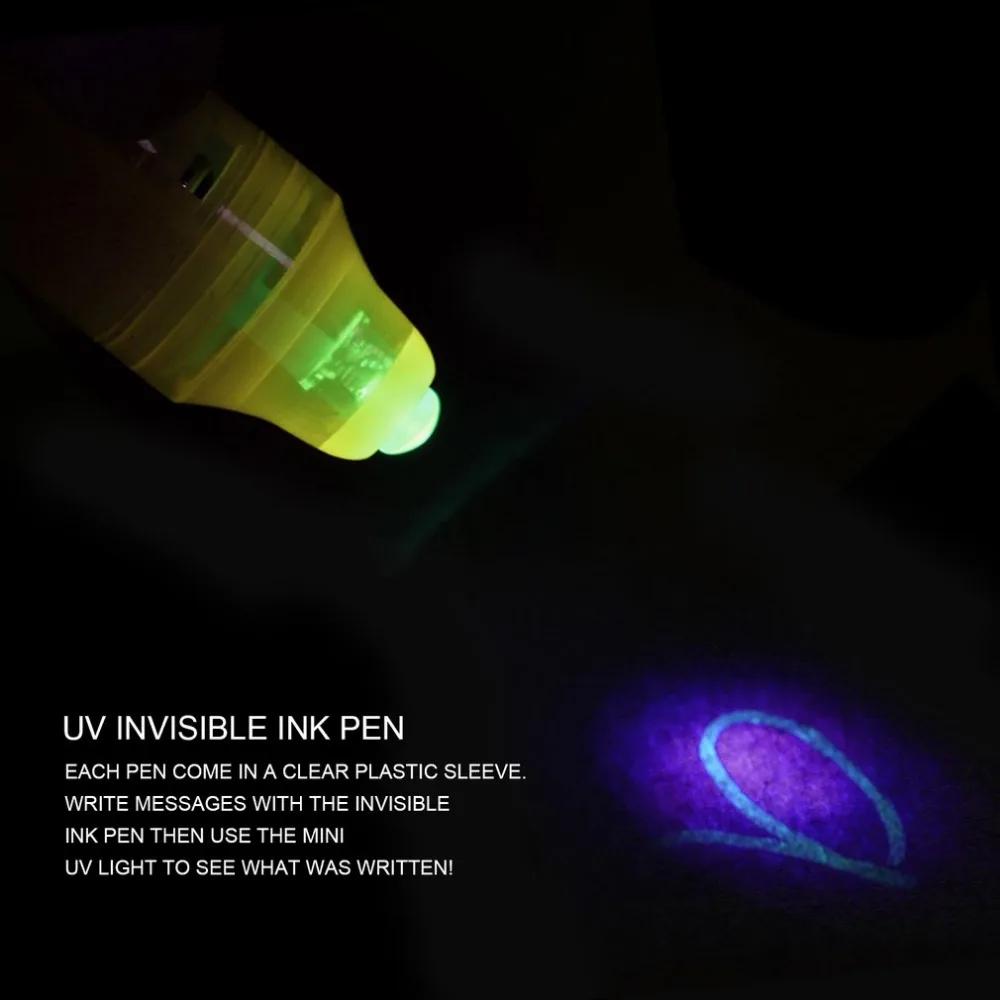 UV Light Pen 2-in-1 UV Blacklight Creative Stationery Magical Invisible Ink Pen with Back Light For Message Security Marker