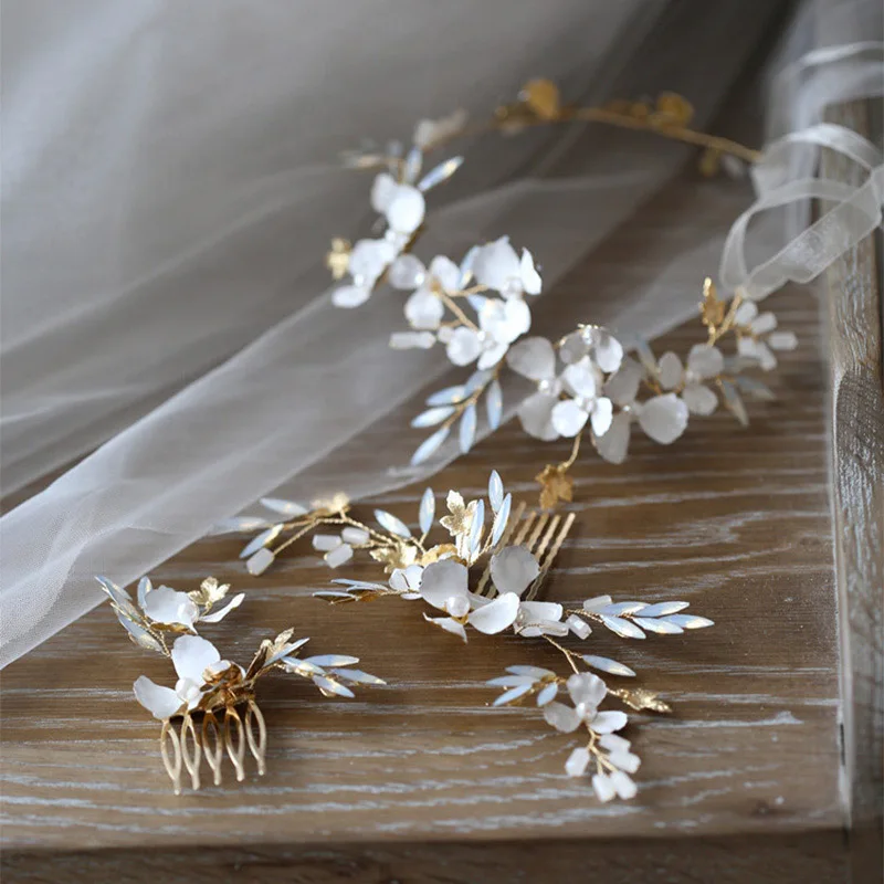 Удивительный набор головных уборов Кристалл из опала цветочный свадебный волос лоза и расческа для волос, заколка свадебный тиара аксессуары