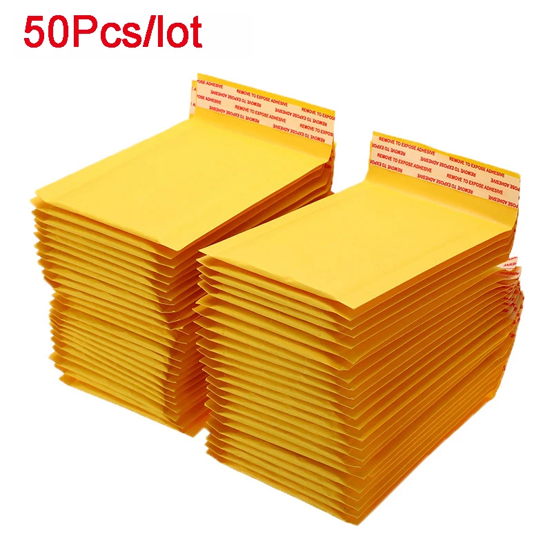 Sobres de Papel Kraft con burbujas, sobres acolchados con burbujas, bolsas de almacenamiento para mensajería, 50 unids/lote
