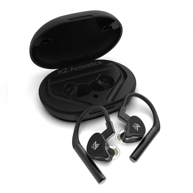 KZ E10 TWS беспроводной Bluetooth с сенсорным управлением 5,0 наушники 1DD+ 4BA гибридные наушники гарнитура Спорт шумоподавление бас наушники - Цвет: Черный