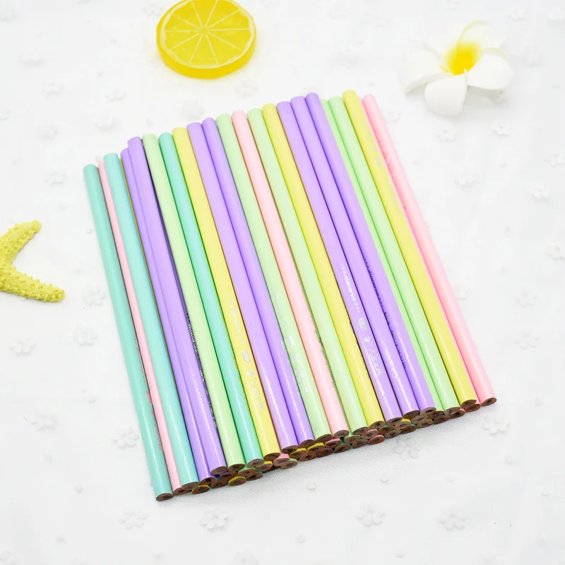 

100pcs per lot Cute Solid Color Wood Pencil HB Wooden Pencils Graphite Drawing Sketch Pencil Wholesale for School kids