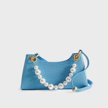 

Pearl Armpit Bag Lizard Pattern 2020 New Style Fashionable Small Women's Bag Shoulder Messenger Bag Hobos Purses and Handbags