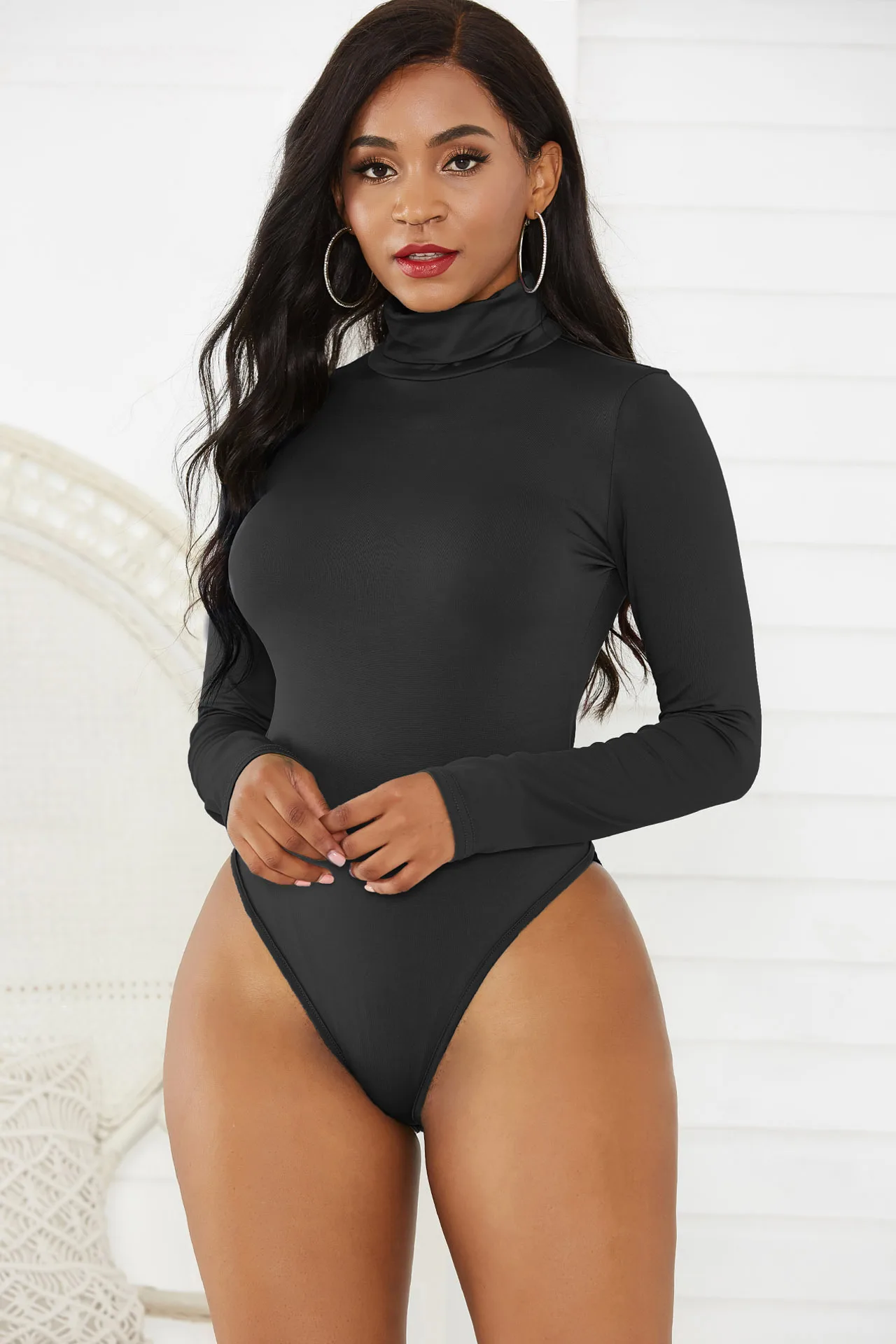 cut out bodysuit Sexy Bodycon Bodysuit Long Sleeve Turtleneck Sheath Basic White Black Red Overall 2020 Spring Autumn New Women Body Top Jumpsuit red lace bodysuit