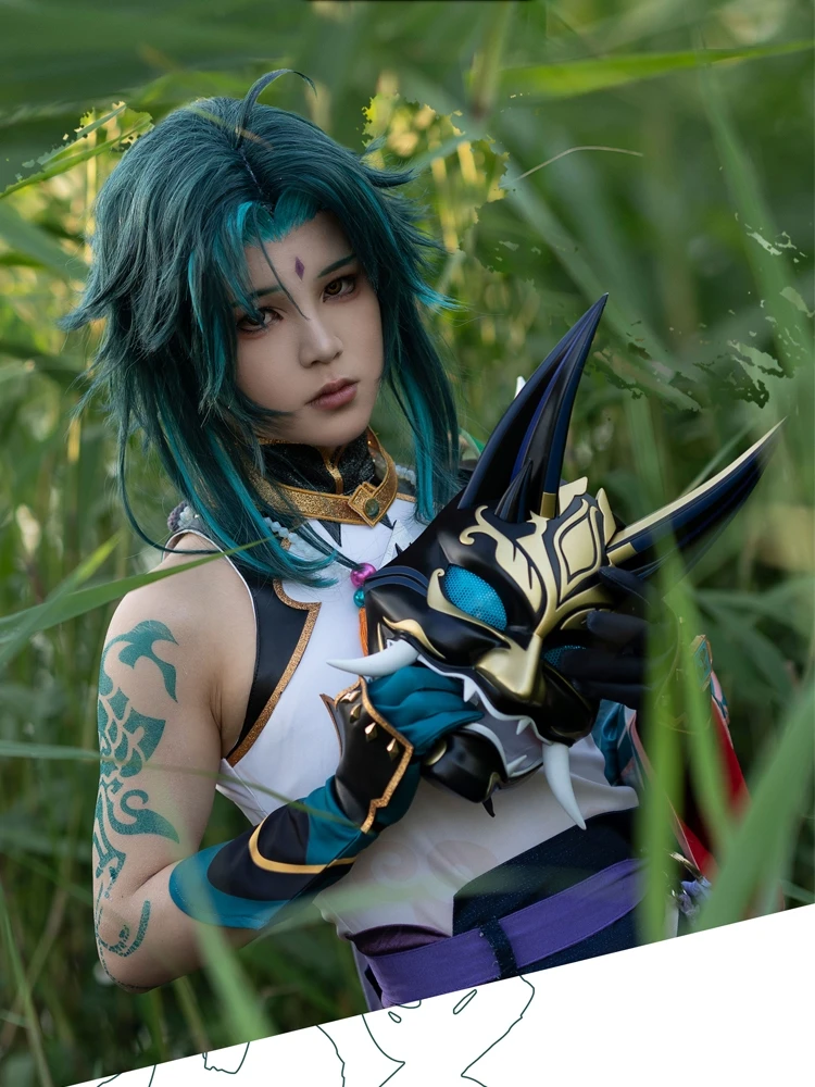  Genshin Impact Xiao Cosplay Masks   ǰ Genshin Impact ڽ ׼ Halloween XIAO Glowing Mask
