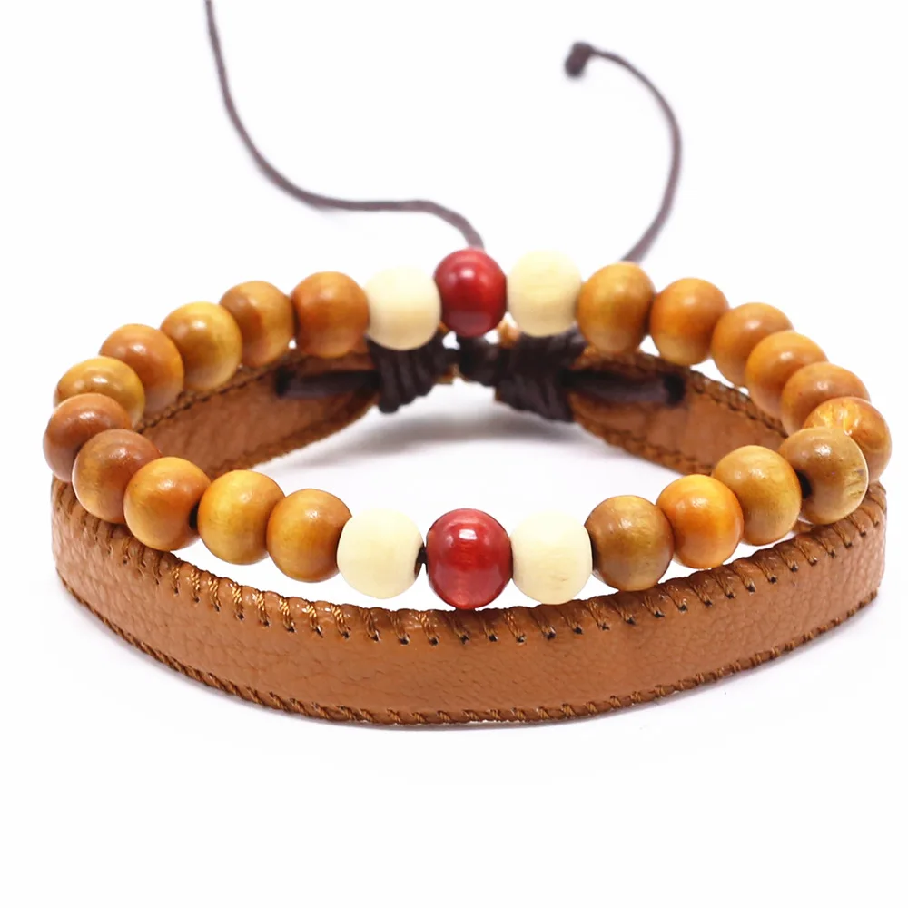 2 шт./компл. Модный черный мужской браслет Femme Homme аксессуары Pulseras Mujer Плетеный с бусинами кожаные браслеты для женские украшения - Окраска металла: Style 5