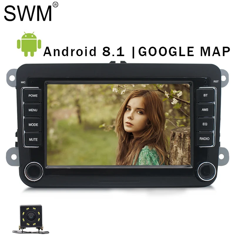 " Universal Car Radio Auto Radio for VW Volkswagen Android 8.1 GPS Google Map Radios Para Auto Reversing Image Mirror Link - Цвет: with 8Leds Camera