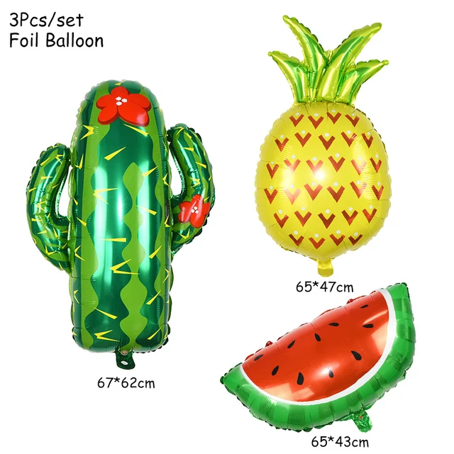 Hawaiian Party Decorations Palm Leaves Bunting Banner Luau Flamingo Summer Tropical Party Decoration Jungle Safari Party Ballons 3pcs balloon set