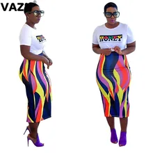 VAZN GCY11055 специальный продукт Летняя Сексуальная Дамская разноцветная юбка облегающая эластичная юбка до середины икры сексуальные Полосатые повседневные юбки для девочек