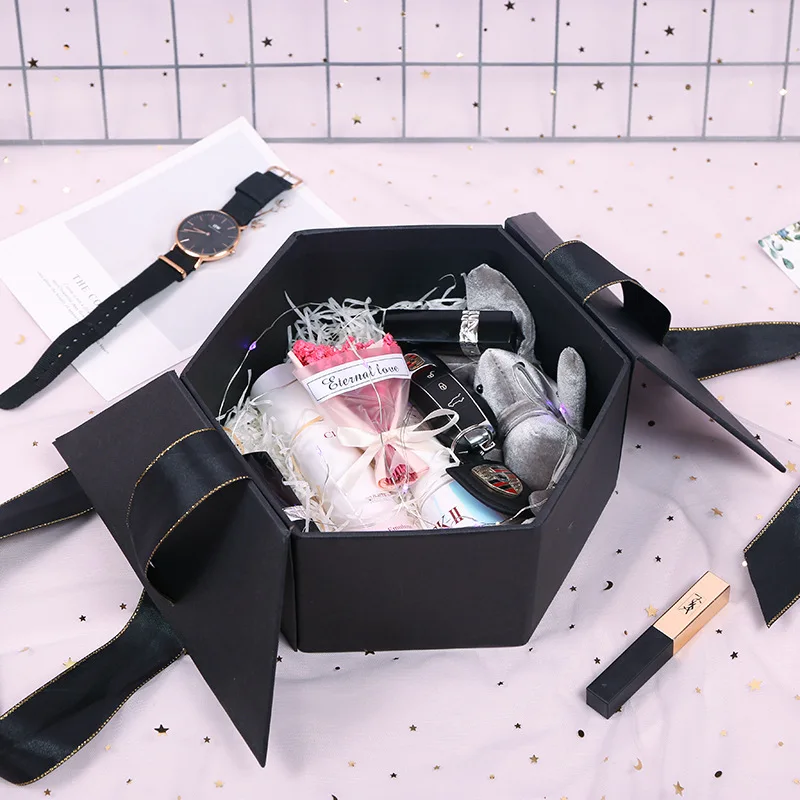 1pcs box 1pcs bag Черно-розовая Высококачественная бумажная упаковка для конфет, Подарочная коробка, коробка, подарок на день рождения, ювелирные изделия, косметика, подарочные пакеты, коробка, коробка - Color: 1pcs box 1pcs bag