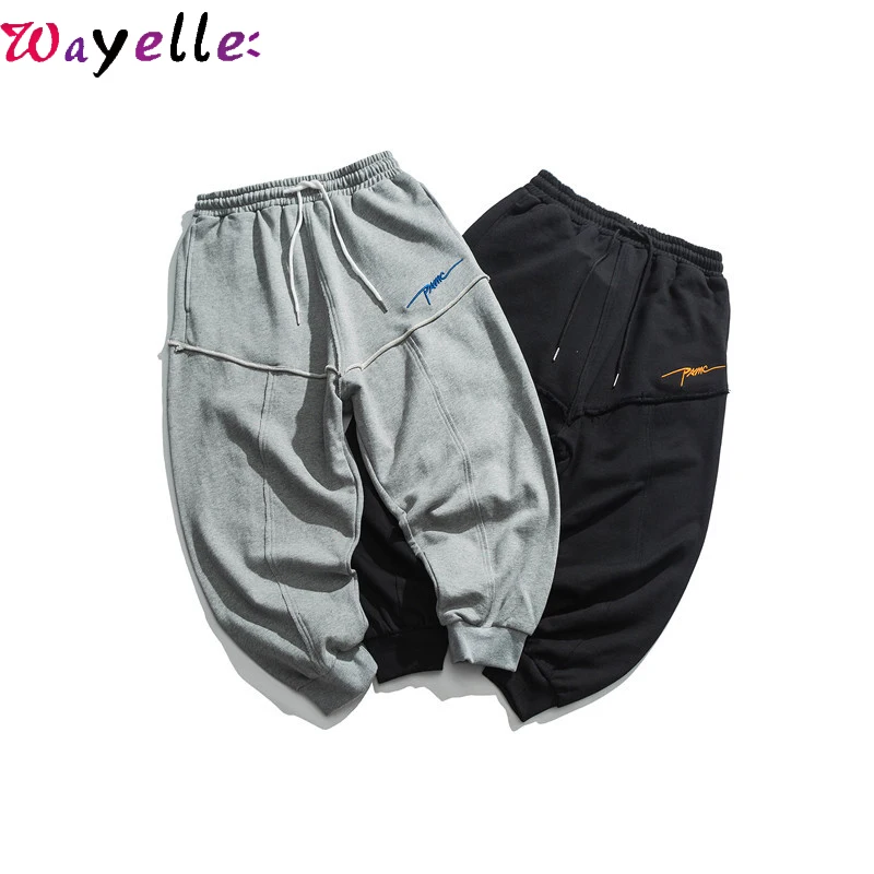 

Men's Joggers Pants 2019 New Autumn Youth Knitted Pants Men's Japanese Vintage Student Casual Terry Waist Elastic Sweatpants Men