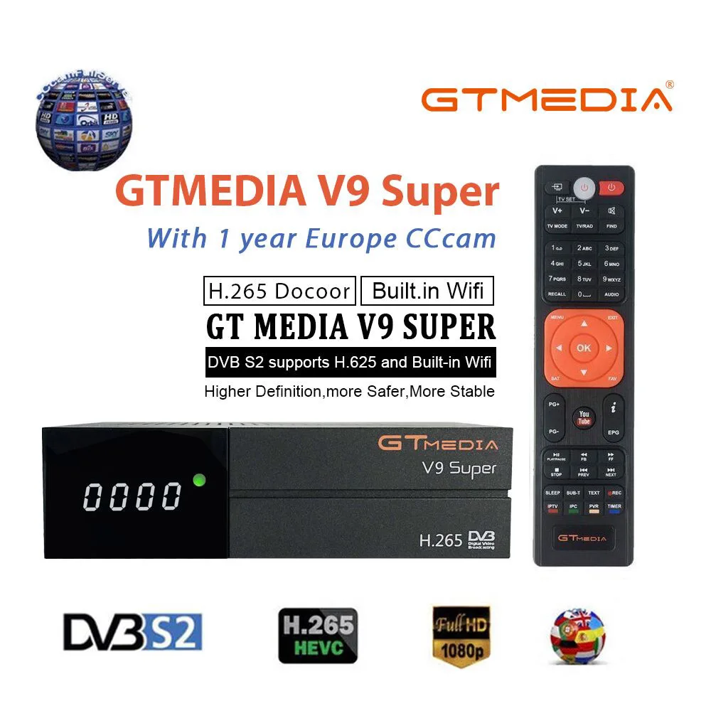 Приемное устройство спутниковый приемник Gtmedia V8 nova HD 1080P Cccam Cline для 2 лет Испания Встроенный Wi-Fi Gtmedia V9 супер опционально