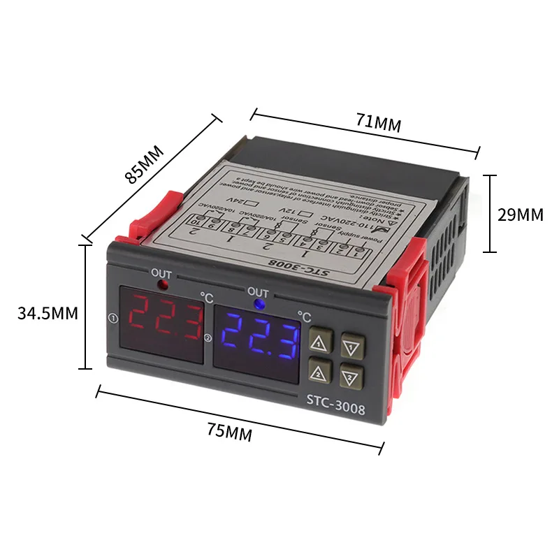 

STC-3008 Digital Display Intelligent Double Control Electronic Temperature Controller Adjustable Temperature Controller Switch