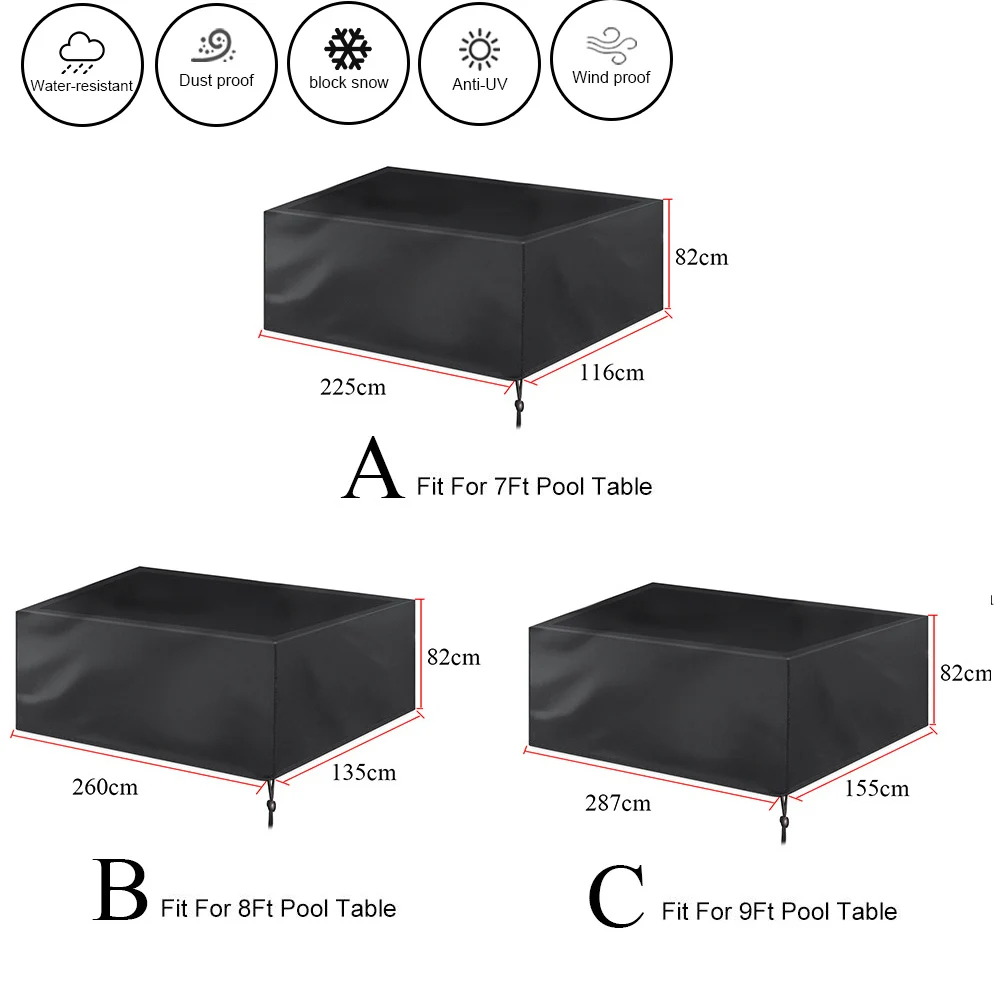 7ft 8ft 9ft Billiard Table Cover Waterproof Dustproof Mildew Resistant Cover Snooker Protector With Locking rope table tennis cover