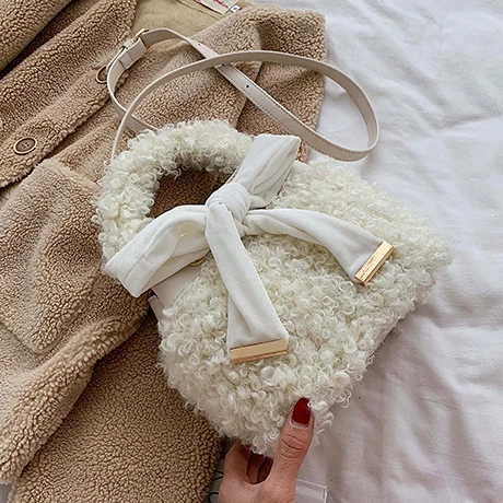 White TOYOOSKY, зима, искусственный мех, роскошная, новинка, для девушек, милая сумка-мешок, для женщин, дизайнерская сумка, на плечо, сумка-мессенджер, bolsos mujer sac - Цвет: White