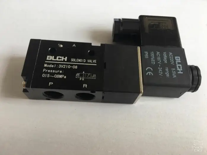 Черные пневматические электромагнитные клапаны 3V210-08 2 положения 3 порта 1/4 дюйма