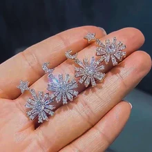 Милые женские ботинки с рисунком «Луна», «звезды Стад Серьги, Модные Ювелирные изделия, серебро, розовое золото, серьги с цирконием уникальный Стиль вечерние свадебные серьги