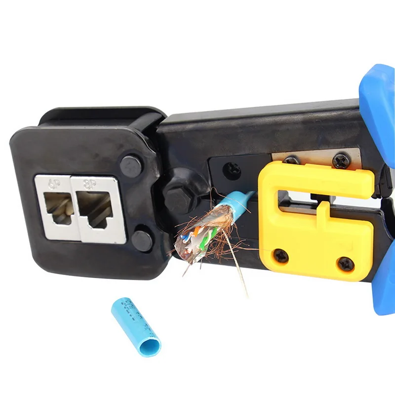 Rj45 Многофункциональный храповик EZ сквозное отверстие перфорация 8p6p двойного назначения кабельный зажим многофункциональный обжимной инструмент для кабелей резак