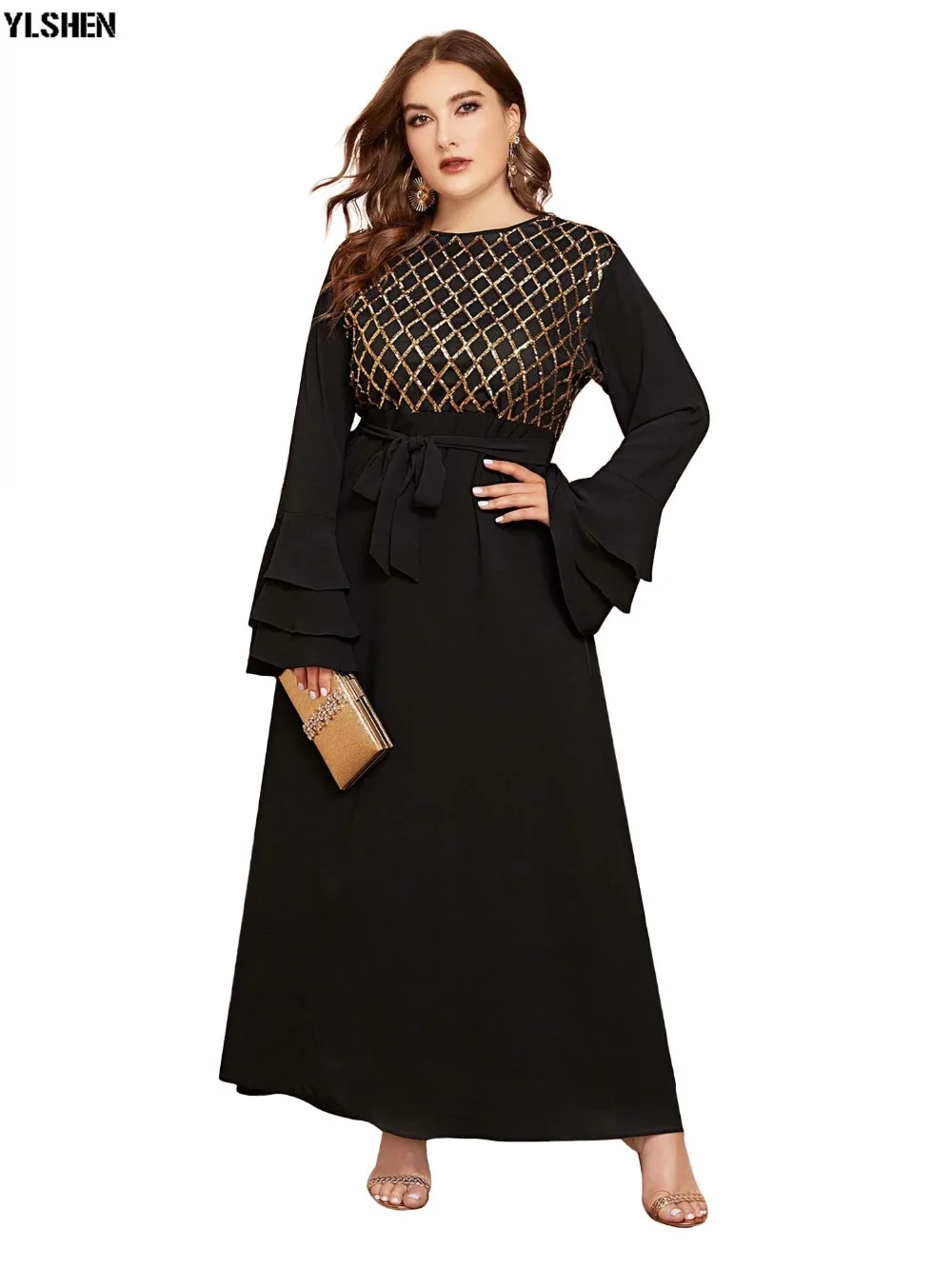 L-5XL Africa Dress African Dresses For Women Clothes Plus Size Dashiki Flare Sleeve Long Muslim Daily Dress Evening Party Dress 02