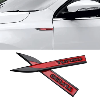 

2PCS 3D Metal TURBO Emblem Creative Decal Fender Side Stickers Car Styling For Universal Cars Motorcycle Decorative Accessories