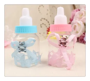 

12Pcs Baby Shower Gift Box Bottle Blue Boy Pink Girl Baptism Christening Brithday Party Favors Gift Favors Candy Box Bottle