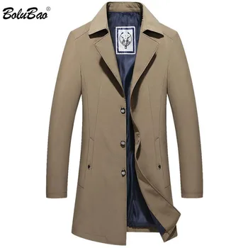 

BOLUBAO Casual Brand Men Solid Trench Coat Spring Autumn New Men's Slim Fit Long Section Trench Business Casual Trench Male