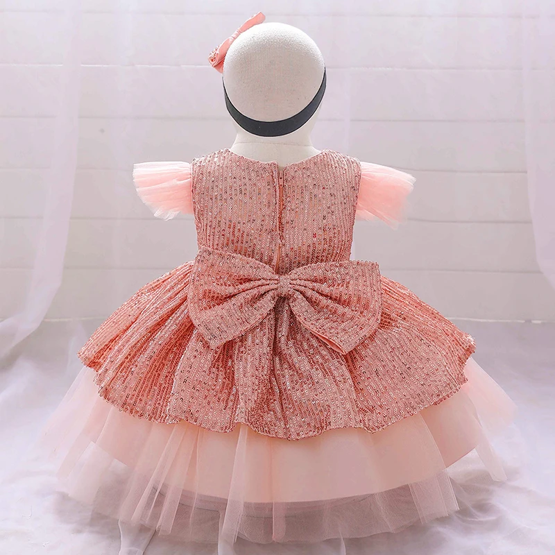 Girls Dress Baby Girl Dress Christmas Sequin Cake Double Baby Girl Dress 1 Year Birthday Newborn Party Wedding Vestidos Kids Christening Toddler Clothes