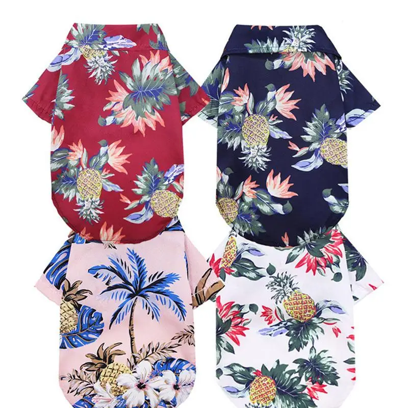 Camisa de perro de playa verano camisa mascota pequeña mediana perros florales de la ropa de verano de playa lindo de manga corta ropa para mascotas