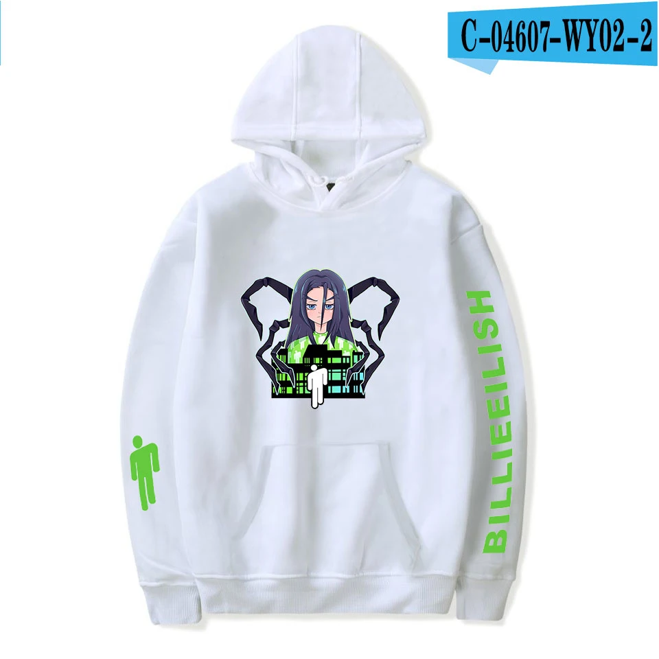 Billie Eilish Толстовка для мужчин/wo мужские пуловеры Billie Eilish толстовки Осень Зима хип хоп Повседневная хлопковая уличная одежда 4xl - Цвет: white