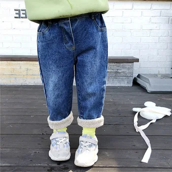 

2019 New Baby Girl Winter Clothes Toddler Thick Plus Velvet Jeans Kids Girls Denim Pants Children's Girl Warm Velvet Denim Pants