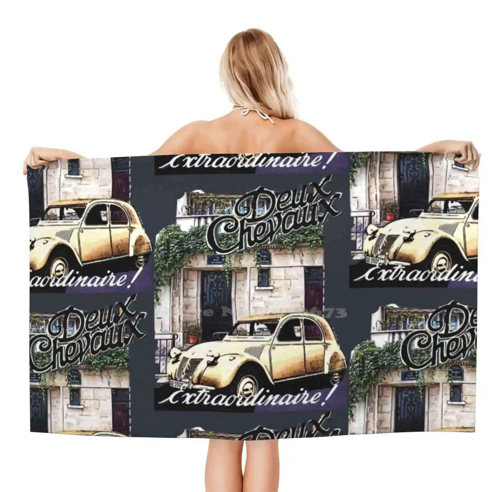 Deux Chevaux - Citroen 2Cv Asciugamano Morbido High Quanlity Sport Telo Mare Deuxchevaux 2Cv Vintage Deux Chevaux Vintagecar Vintage