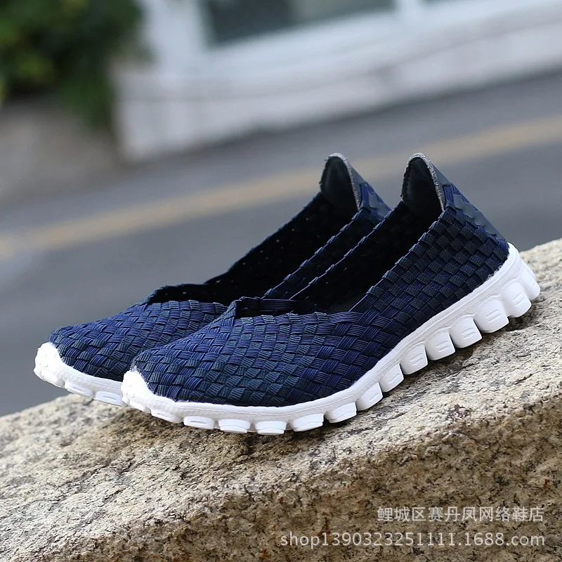 

2019 Summer Hand-knitted Shoes WOMEN'S Shoes Elastic Band Casual Shoes Hollow out-Style Loafers Korean-style Versatile Shoes