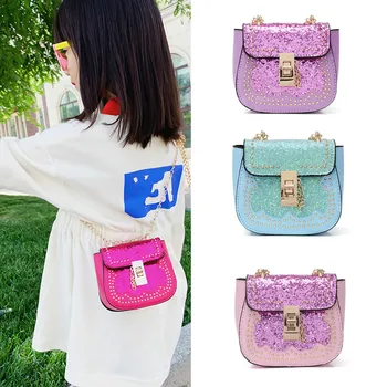 

Children Mini Purses and Handbags 2020 New Glitter Sequin Crossbody Bags for Kids Girl Princess Chain Messenger Bag Gift