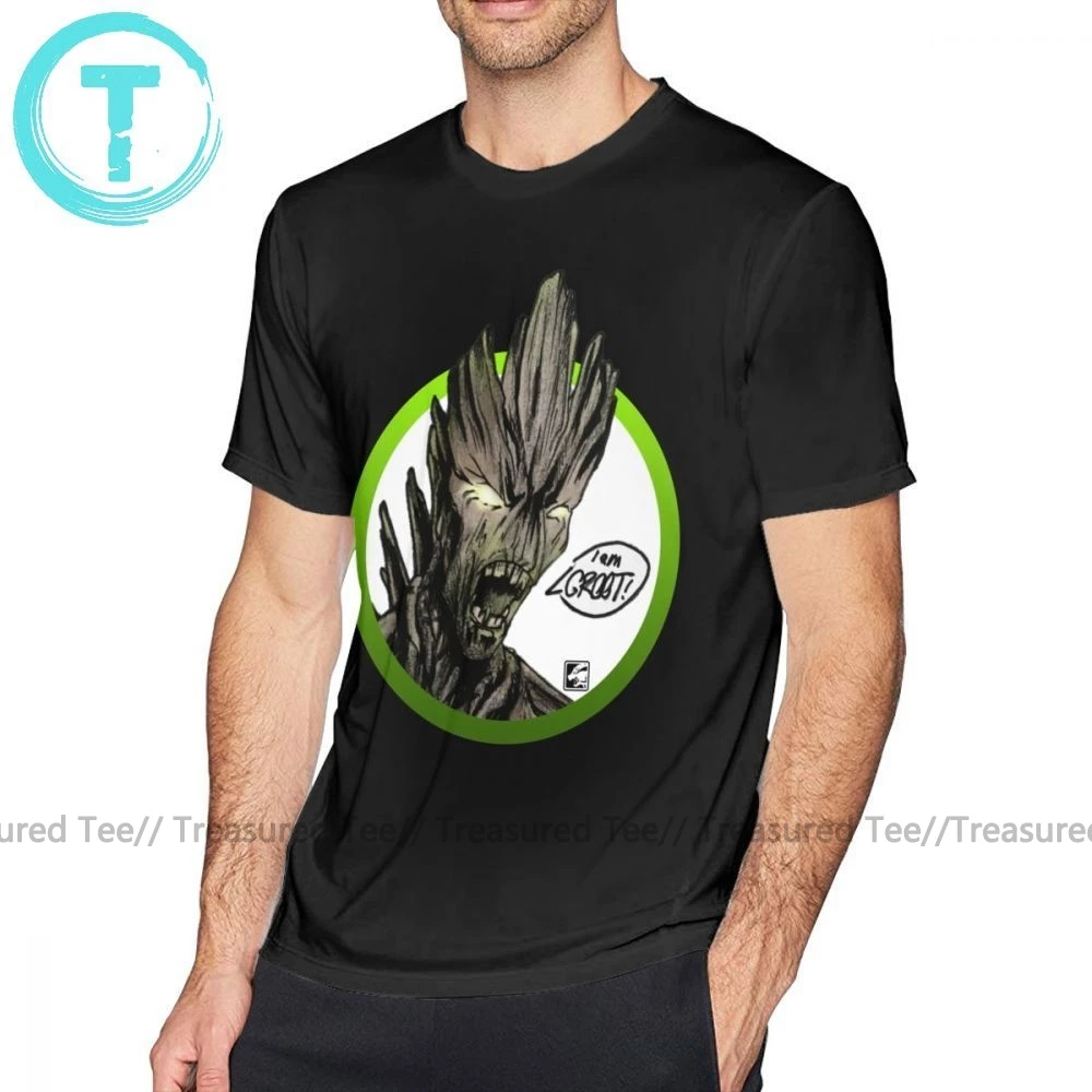 Groot футболка I Am GROOT плюс размер 100% хлопок мужская с коротким рукавом Повседневная