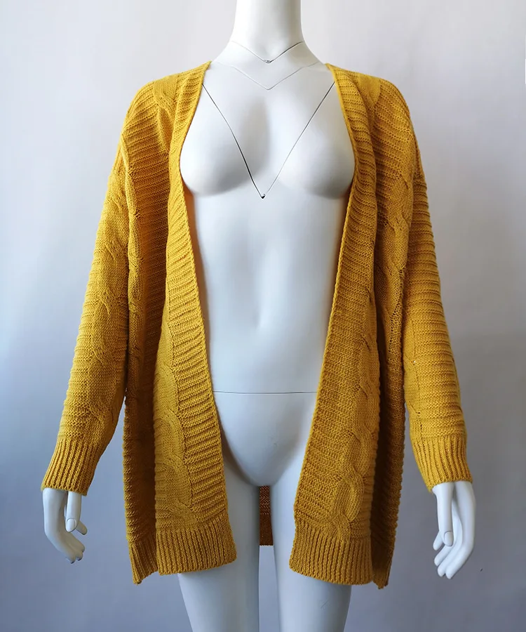 Кардиган с открытым передом, свитера, зимний женский свитер, вязаный свитер с длинным рукавом, вязаная одежда для девочек, повседневная верхняя одежда, Женский Топ