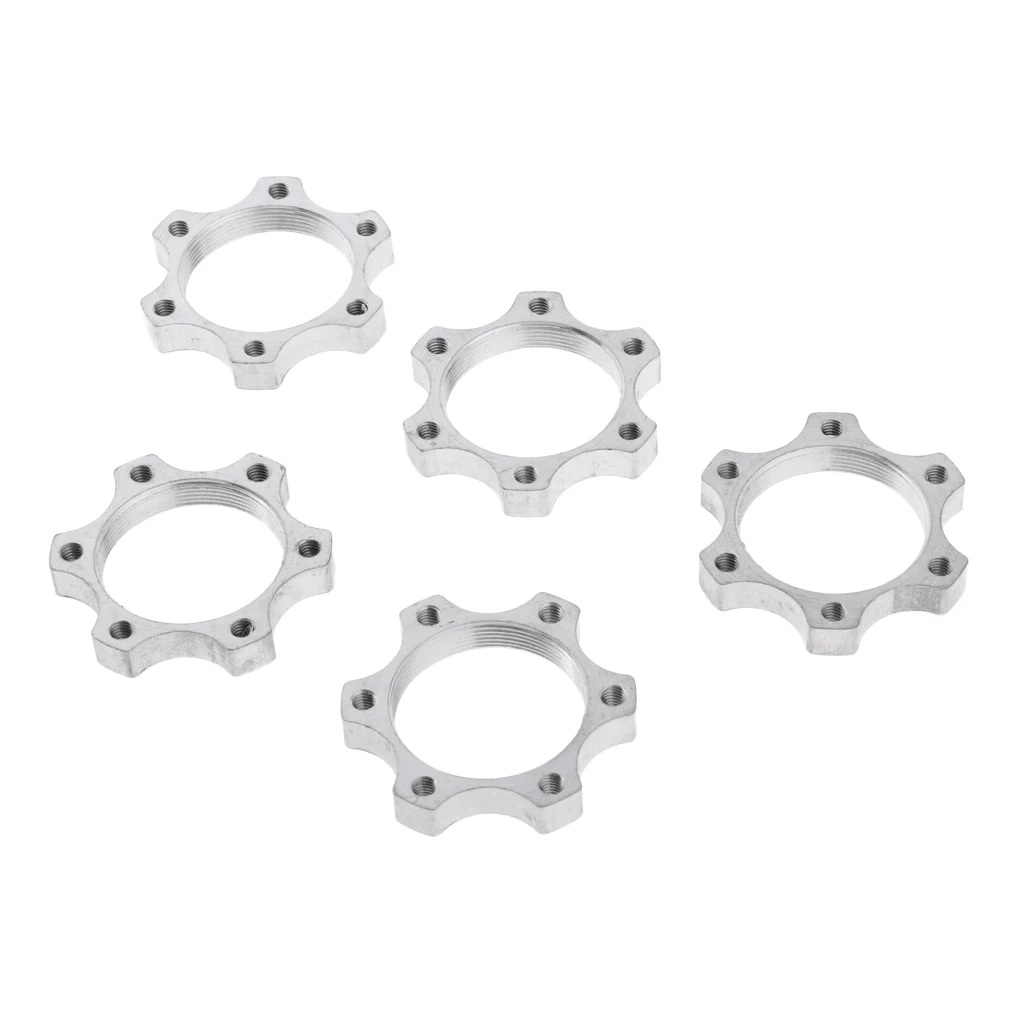 5Pcs Heavy Duty 44mm Bicycle Free Wheel Threaded Hubs Nut 6 Bolt Disk Disc Brake Flange Adapter