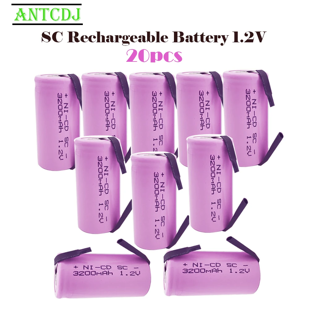 Beliebt 15PCS gelb Wiederaufladbare Batterie SubC SC 1.2V 2200mAh Ni-Cd 